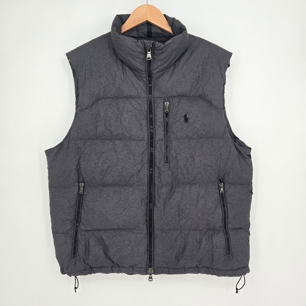 Polo Ralph Lauren Performance Gray Down Puffer Vest Mens XL Warm Winter Outdoors